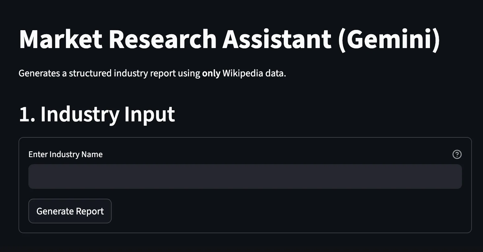 Interactive Industry Analysis Assistant screenshot